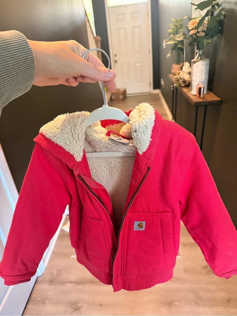 Carhartt Girls Canvas Insulated Hooded Active Jac Pink 24M
